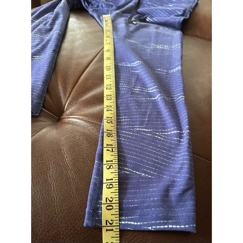 Nike Cropped Dri-Fit Running‎ Blue & White Leggings Pants Women's Sz S Swoosh